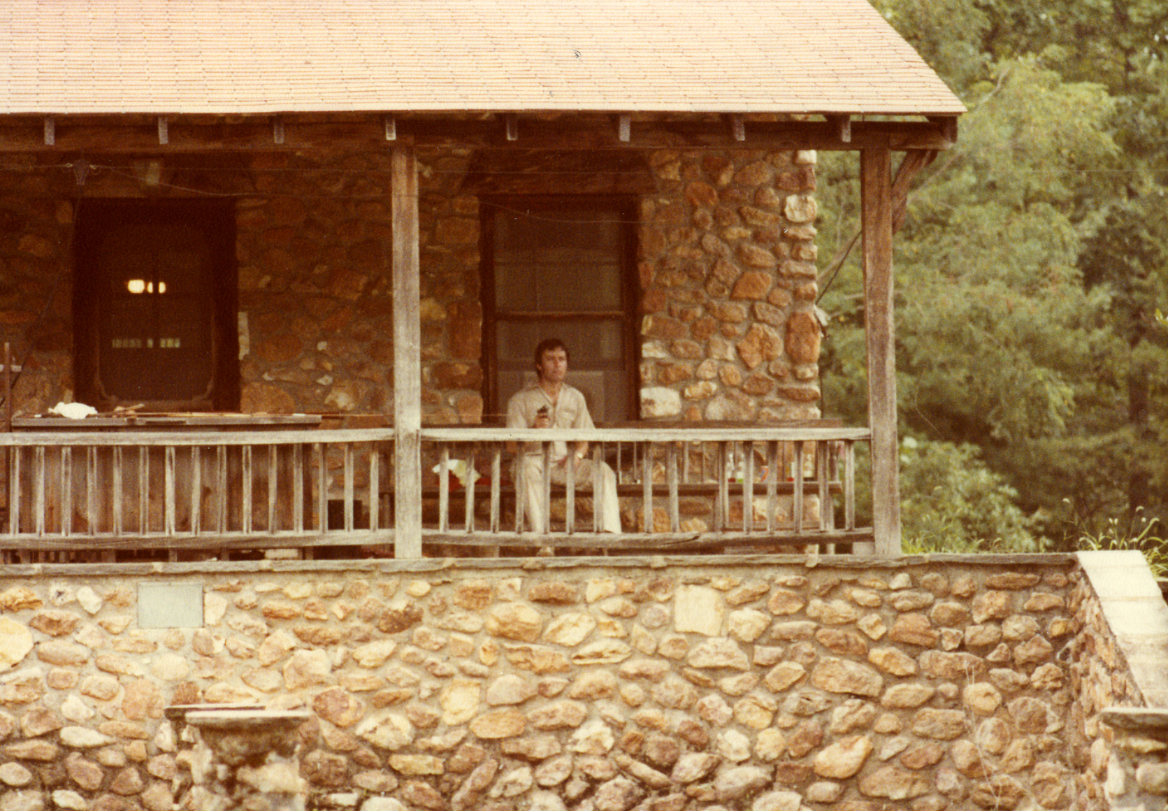 The stone skeet house at Devotion with its deep shaded porch
