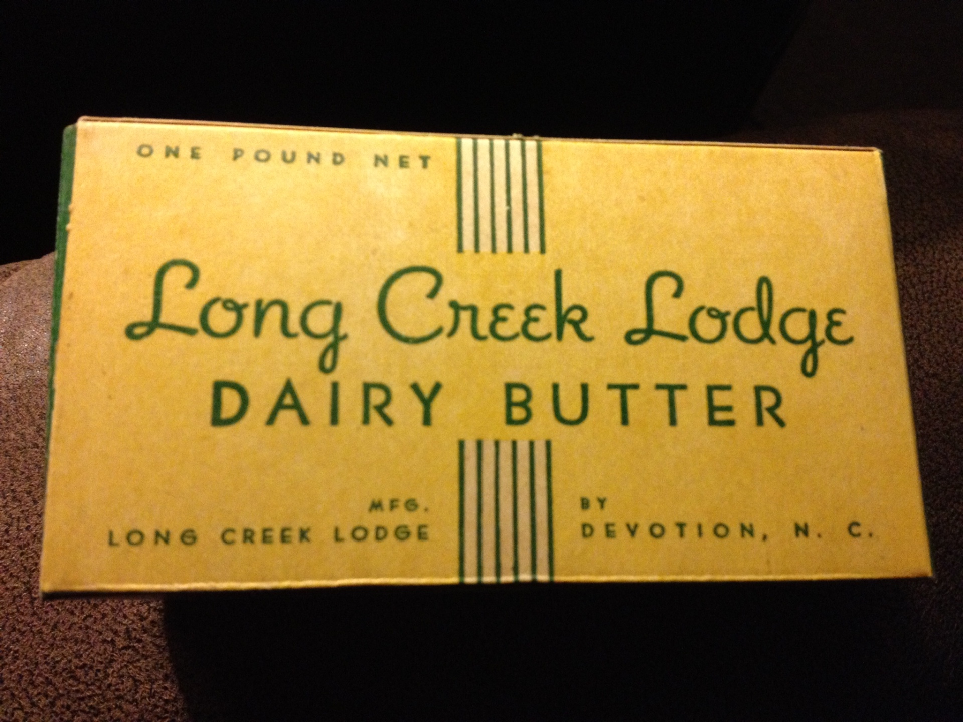 A Long Creek Lodge Dairy butter box from the Devotion estate